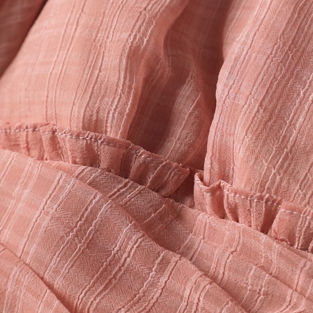 Lulu's Undeniably Sweet Mauve Gingham Ruffled Puff Sleeve Crop Top - Picture 4 of 4